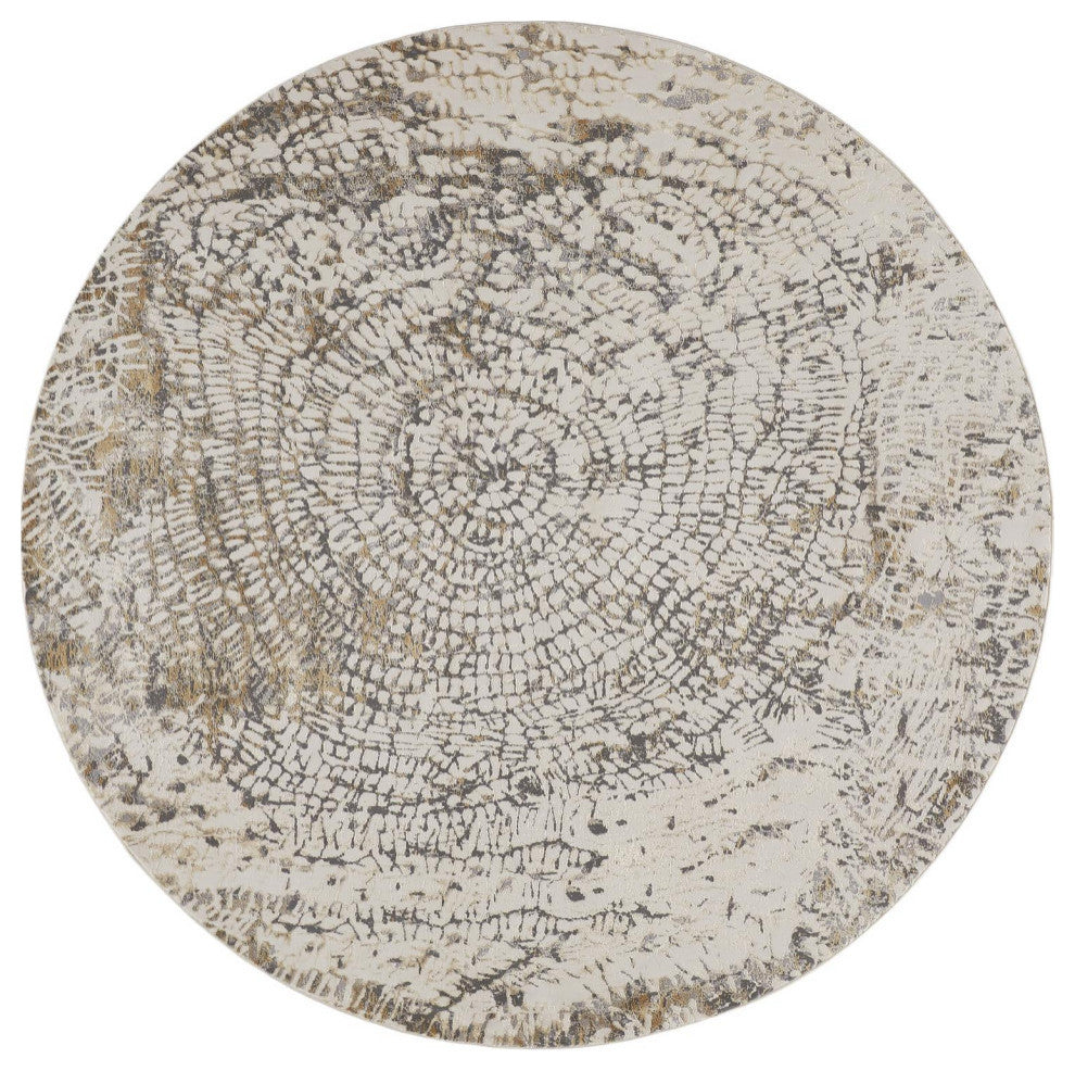 Weave & Wander Frida Silver/Ivory 7'9"x7'9" Round Power Loomed Area Rug