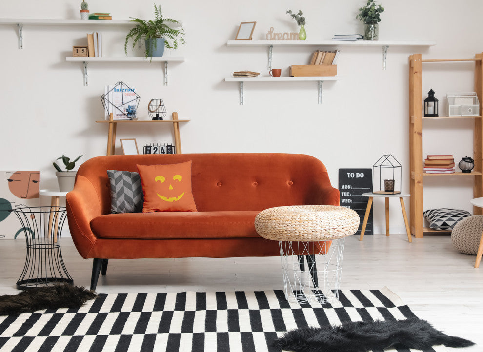 Halloween Jack-O-Lantern Left Accent Pillow, Nutmeg, 16"x16"