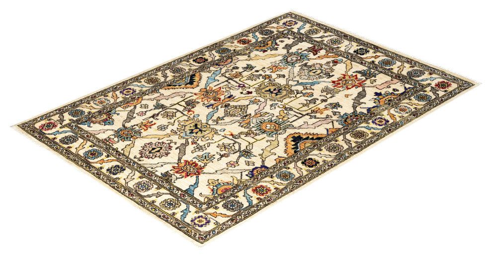 Serapi One-of-a-Kind Hand-Knotted Area Rug Ivory, 3' 11" x 5' 7"