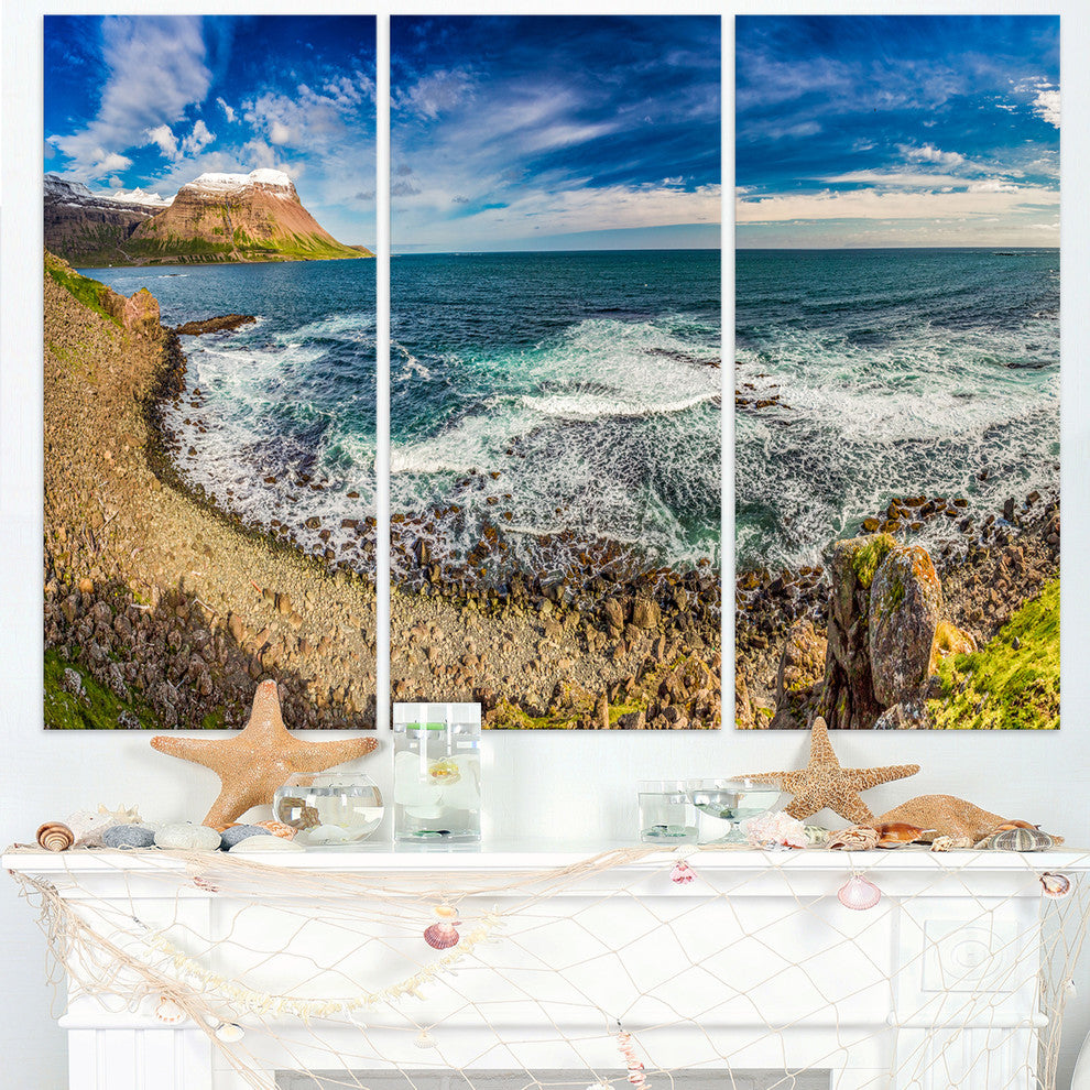 "Arctic Sea and Coastline Panorama" Metal Wall Art, 3 Panels, 36"x28"