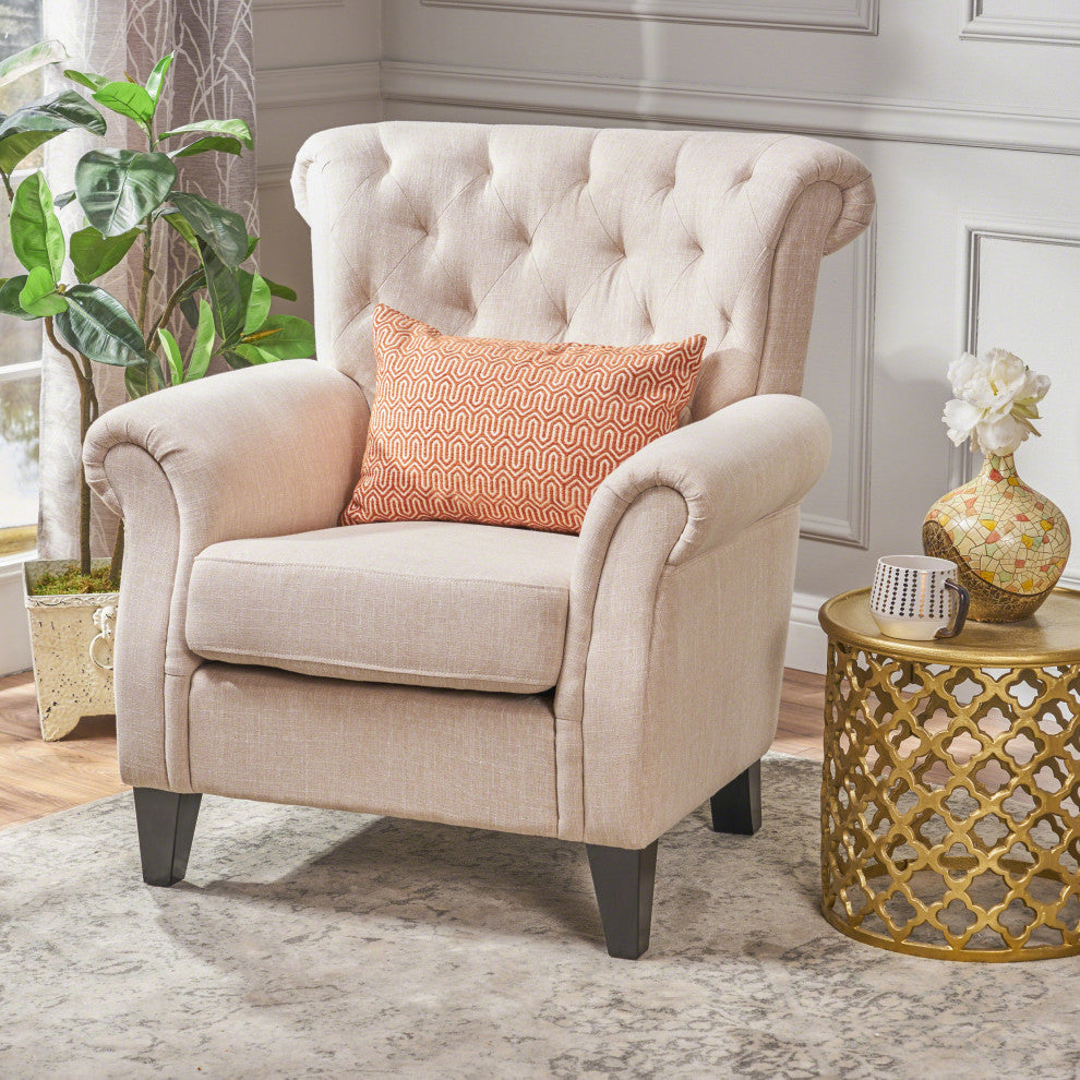 GDF Studio Solvang Indoor Tufed Fabric Club Chair