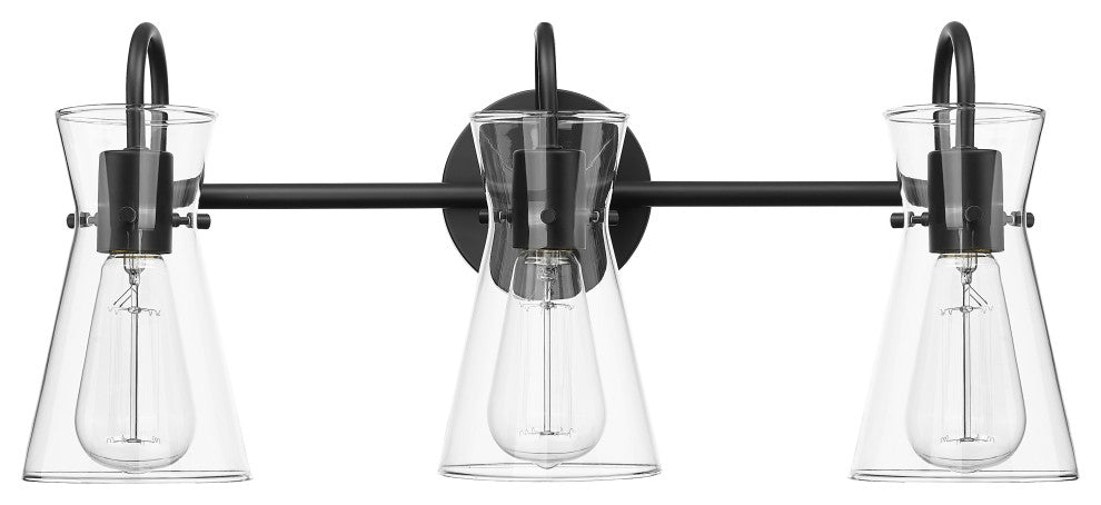 3 Light 22 in. Matte Black Vanity Light
