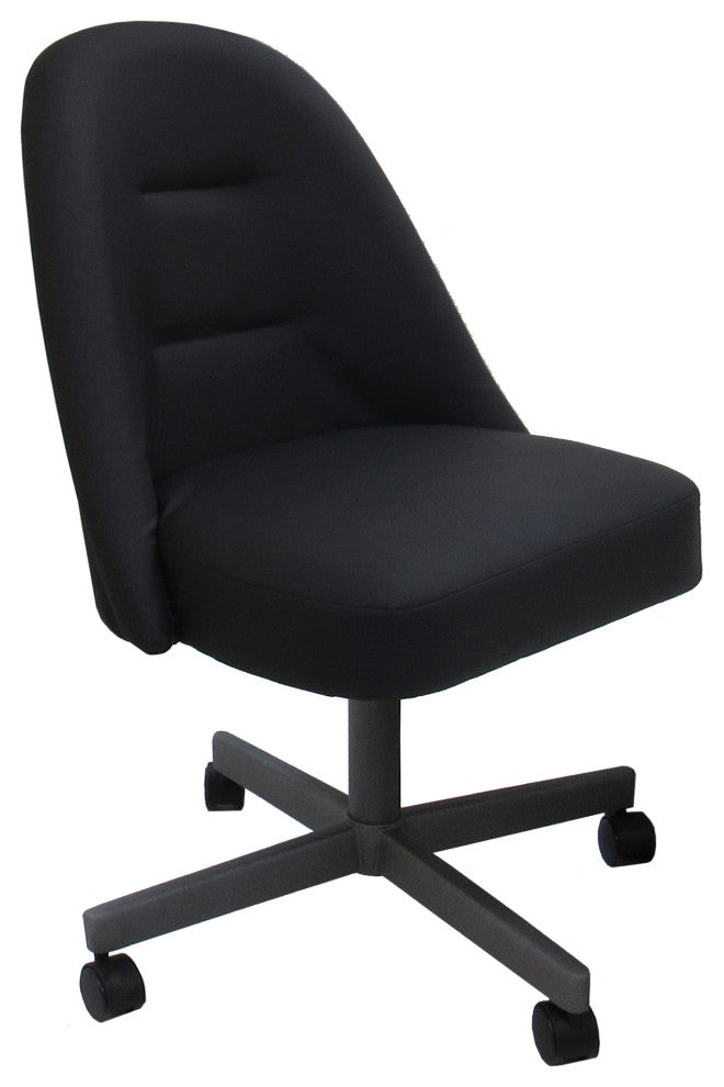 M-235 Swivel Metal Dining Caster Chair, Black Vinyl - Grey