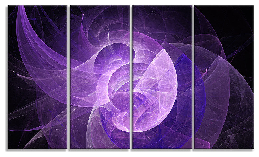 Purple Mystic Psychedelic Design, Abstract Art on Canvas, 48"x28", 4 Panels