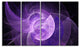 Purple Mystic Psychedelic Design, Abstract Art on Canvas, 48"x28", 4 Panels
