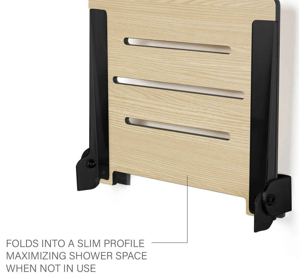 Seachrome SlimLine Folding Wall Mount Shower Seat, Urban Chic, Matte Black Frame