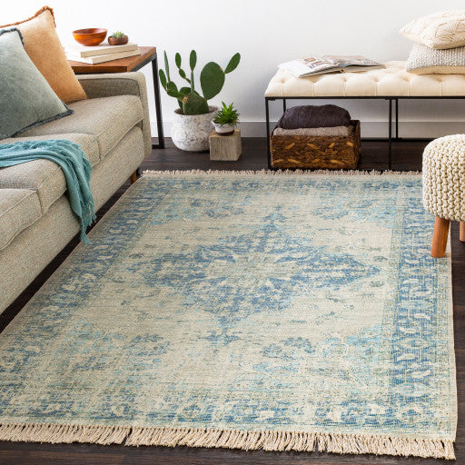 Surya Zainab ZAI-2300 2'6"x8' Rug, Sky Blue/Navy/Sage/Lime/Dark Green/White