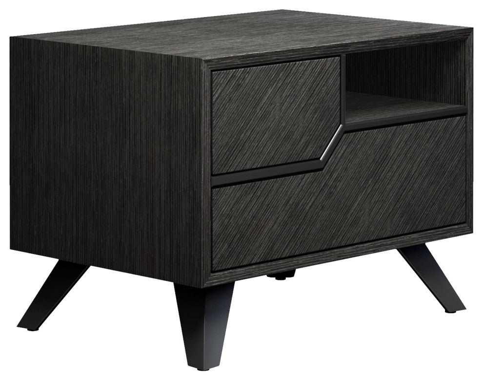 Rivington Nightstand, Gray Oak, Left-Facing