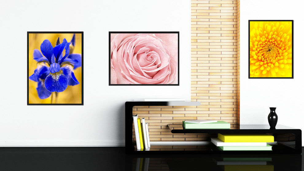 Pink Rose Flower Print on Canvas with Picture Frame, 22"x29"