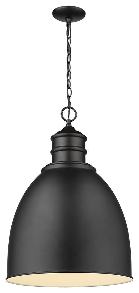 Colby 1-Light Matte Black Pendant With Gloss White Interior Shade