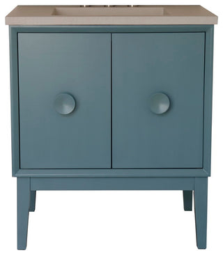 31" Single Vanity, Aqua Blue Finish With Gray Concrete Top