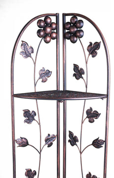 HomeRoots 16" X 3.5" X 67.5" Copper Steel Corner Bakers Rack With Shelves