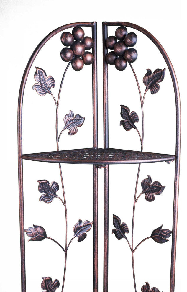 HomeRoots 16" X 3.5" X 67.5" Copper Steel Corner Bakers Rack With Shelves