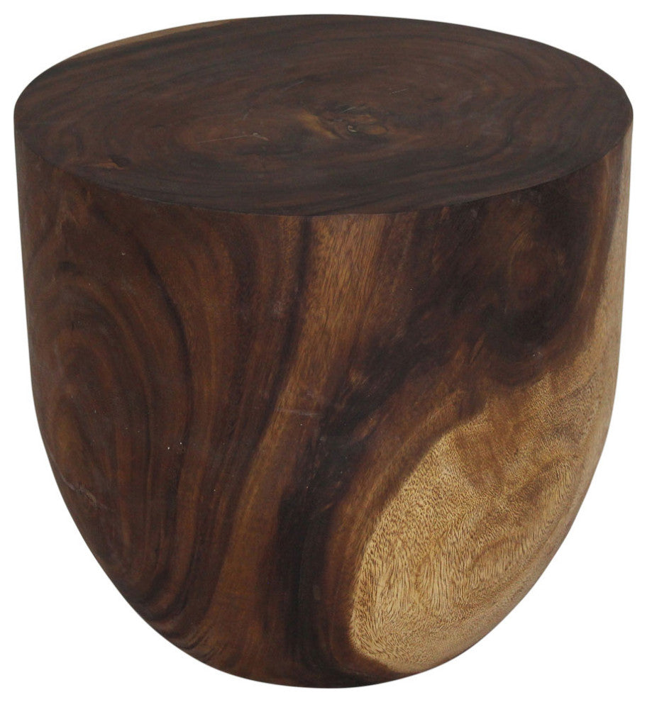 Haussmann Wood Oval Drum Table 20 in Diameter x 18 in High Walnut Oil