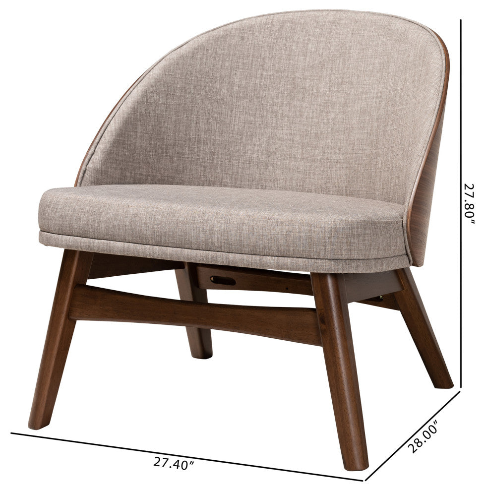 Lovella Grey Fabric and Walnut Brown Finished Wood 2-Piece Accent Chair Set