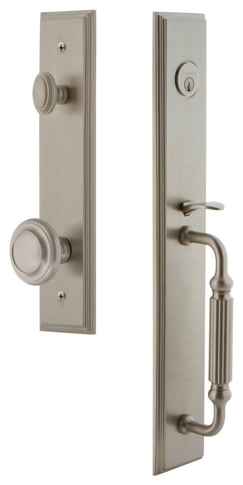 Carre' 1-Piece Dummy Handleset, F Grip and Circulaire Knob, Satin Nickel, 848981