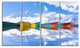 Moving Colorful Boats in Lake, Boat Canvas Art Print, 48"x28", 4 Panels