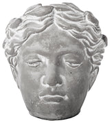 Cement Curled Lady Head Pot Washed Concrete Gray Finish