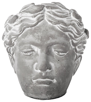 Cement Curled Lady Head Pot Washed Concrete Gray Finish