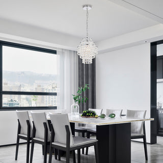 1-Light Chrome Modern Glam Mini Chandelier With Tier Cascading Crystals