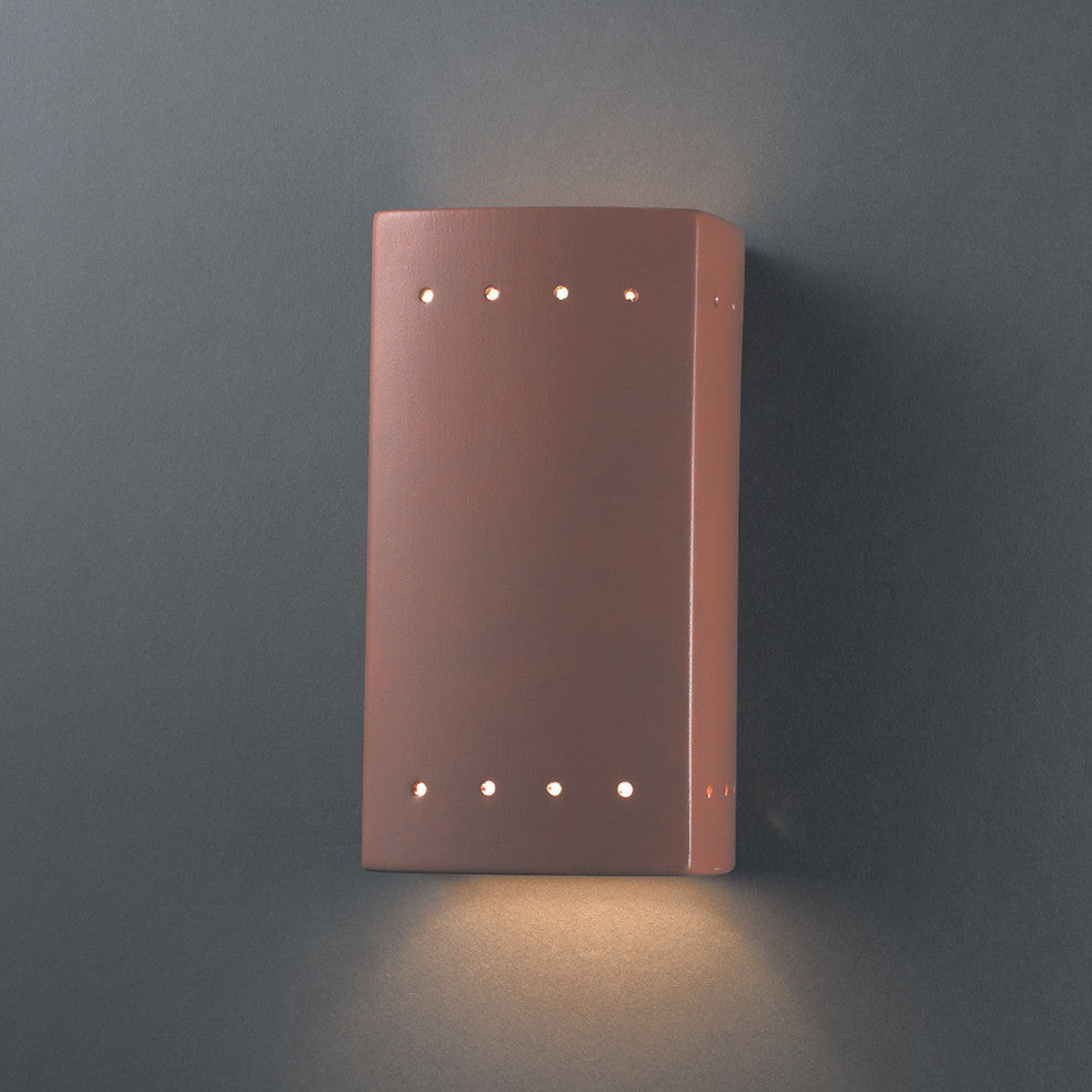 Ambiance Small Rectangle, Open Top/Bottom Wall Sconce, Terra Cotta, E26