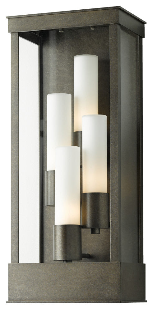 Portico Large Outdoor Sconce, Coastal Dark Smoke Finish, Opal Glass