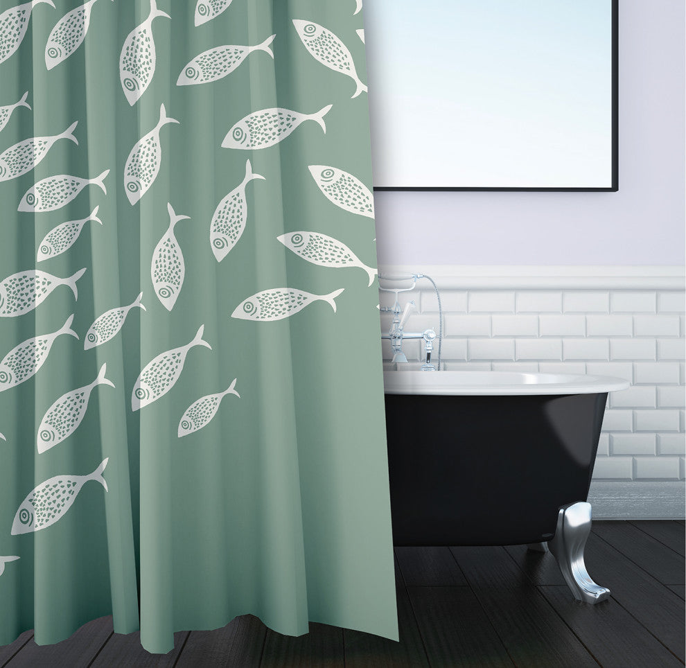 Escuela Sage 70" w x 73" h Shower Curtain