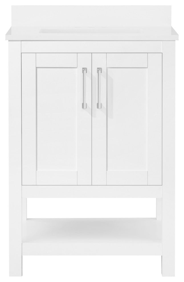 Ove Decors Vegas Single Sink Bathroom Vanity Set With Countertop, White, White, 24"