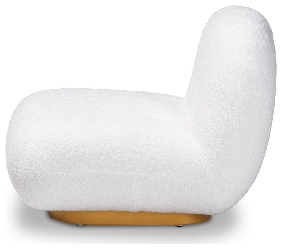 Zidane Contemporary White Boucle Upholstered Accent Chair