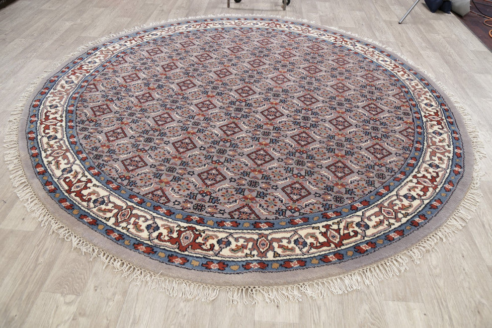 Bidjar Oriental Traditional Indian Hand-Knotted Area Rug, Gray, 8'1"x8'1