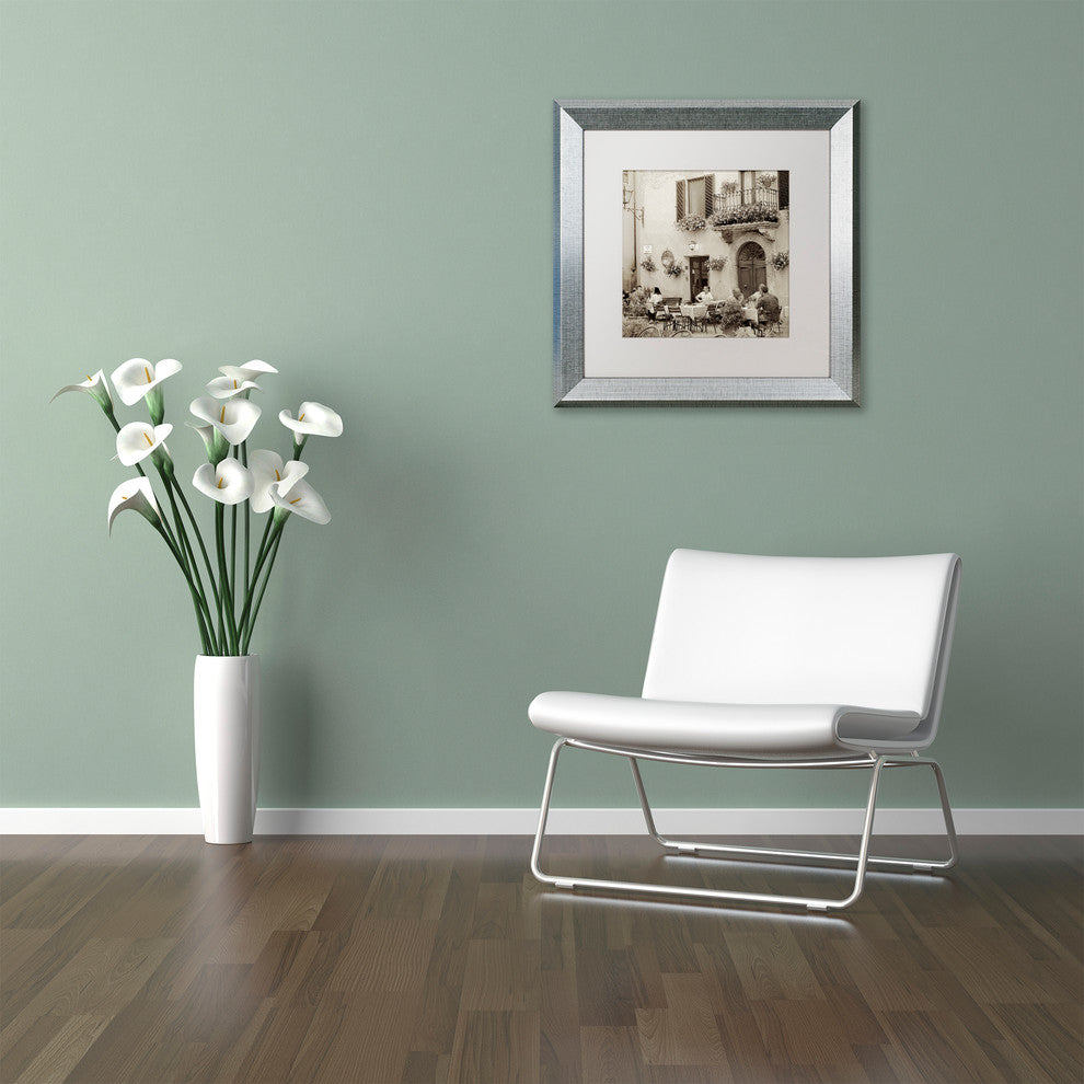 Alan Blaustein 'Tuscany Caffe VI' Art, Silver Frame, White Mat, 11x11