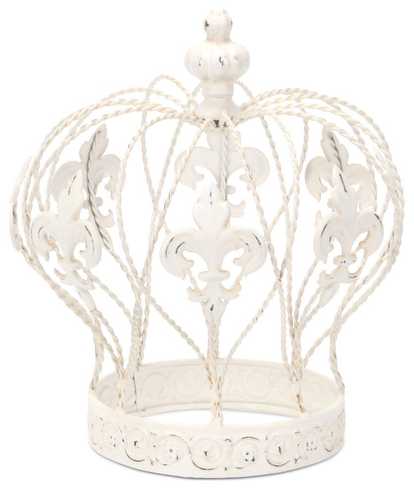 Fleur-De-Lis Crown Table Decor, White