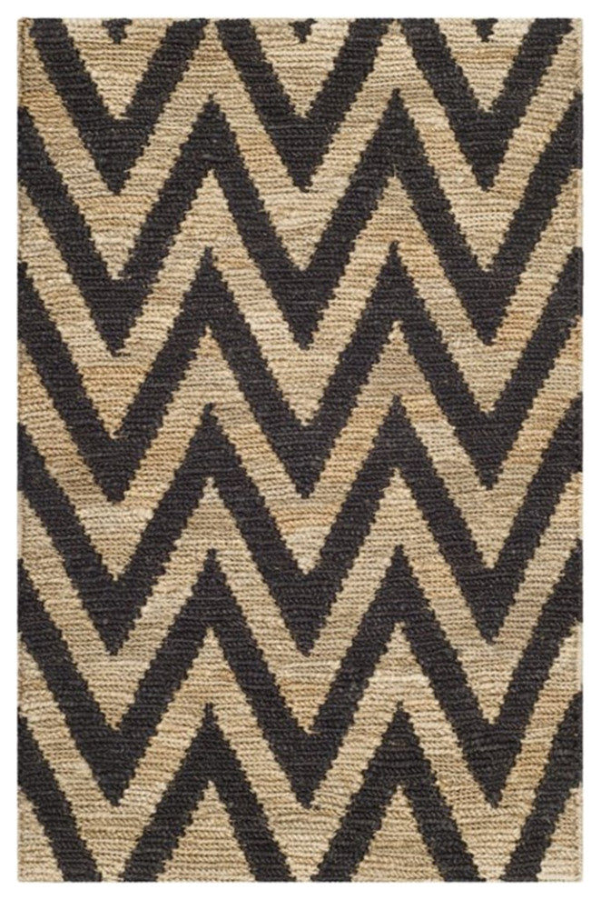 Safavieh Organica 9' X 12' Hand Knotted Jute Rug in Black and Natural