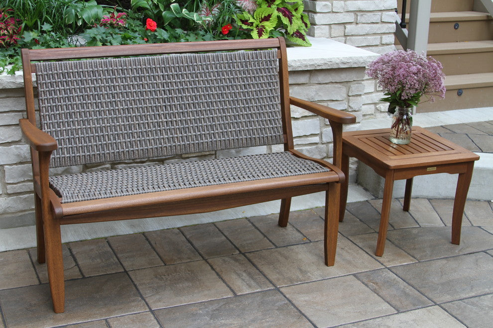 Gray Wicker and Eucalyptus Bench