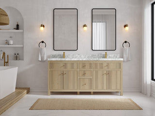 Sonoma Oak 72 Double Sink Bath Vanity with 2" Carrara Marble