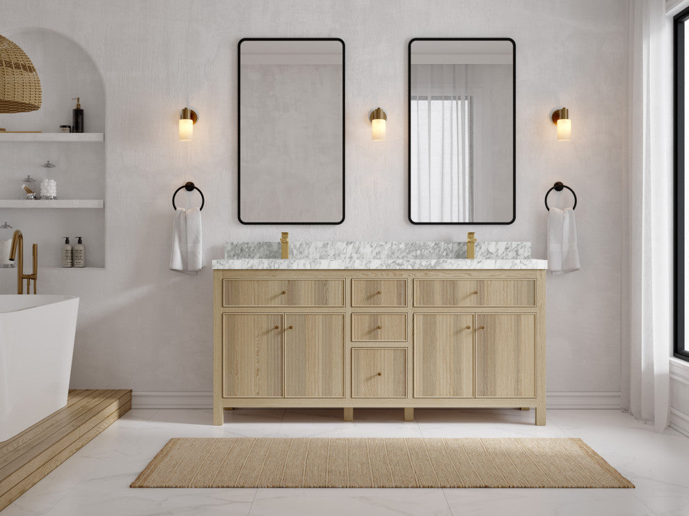 Sonoma Oak 72 Double Sink Bath Vanity with 2" Carrara Marble