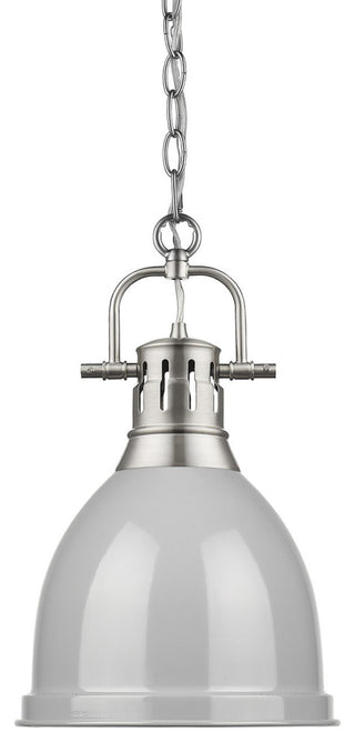 Golden Lighting 3602-S-PW Duncan 1 Light 9"W Mini Pendant - Pewter / White