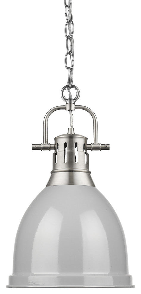 Golden Lighting 3602-S-PW Duncan 1 Light 9"W Mini Pendant - Pewter / White