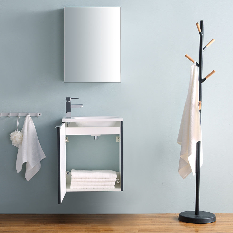 Valencia 20" Dark Slate Gray Wall Hung Vanity Set, Cabinet, Faucet, FFT1030CH