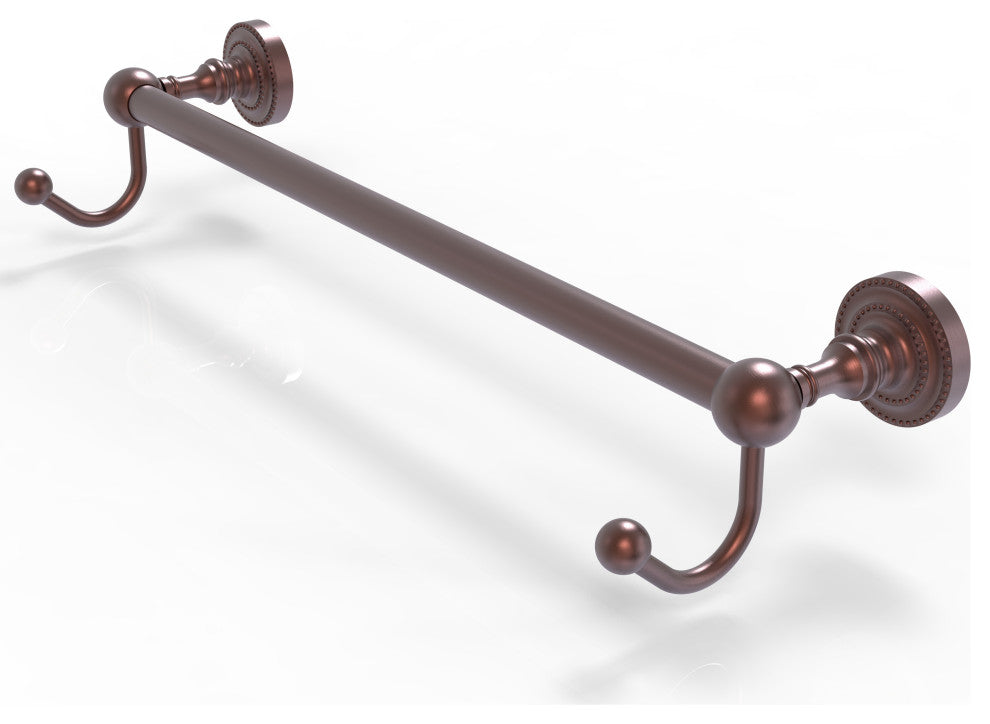 Dottingham 30" Towel Bar with Integrated Hooks, Antique Copper