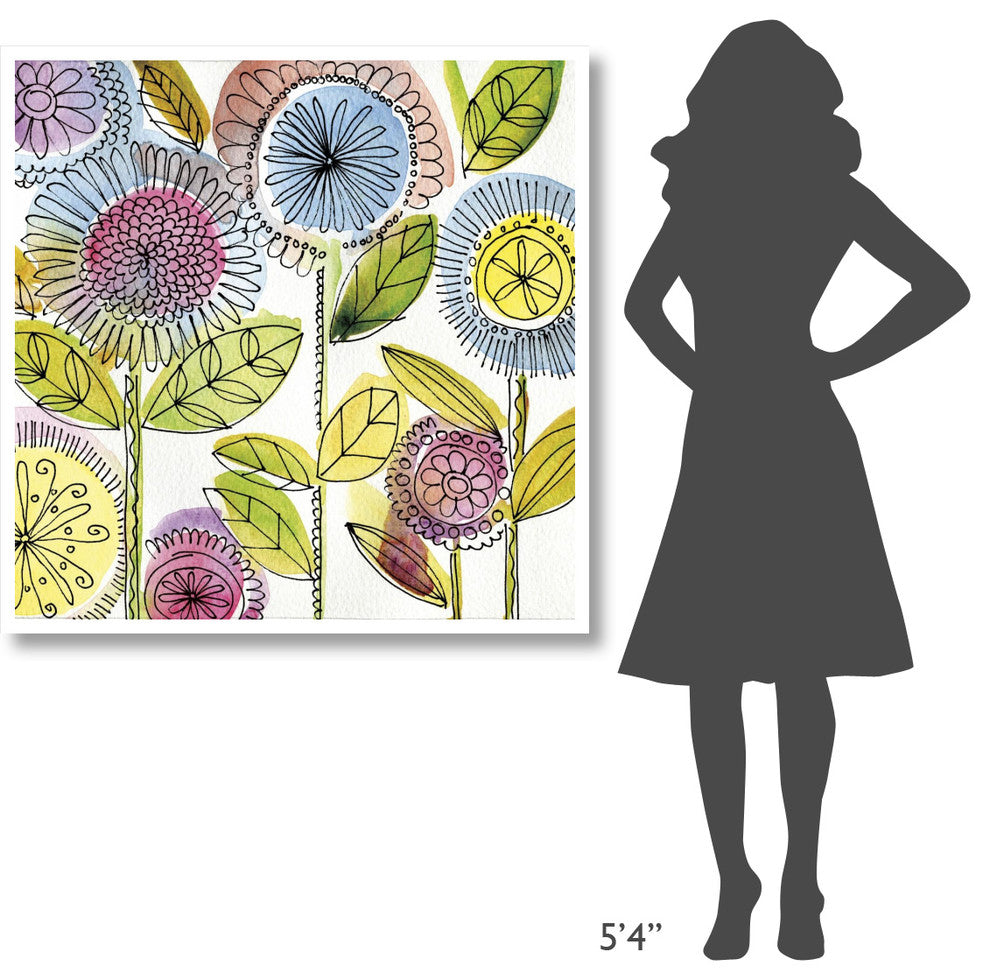 "Watercolor Flowers" Digital Paper Print by Anne Tavoletti, 42"x42"