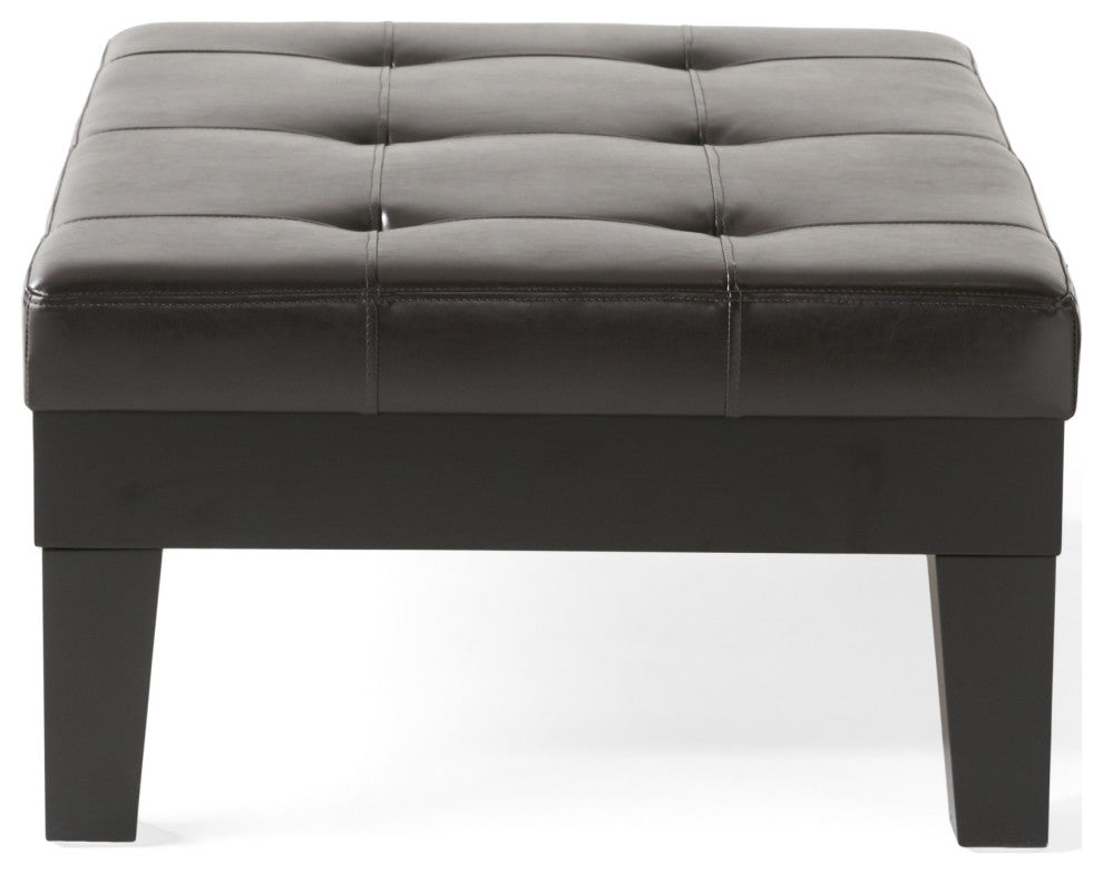 CKH Tucson Leather Storage Ottoman Coffee Table, Brown