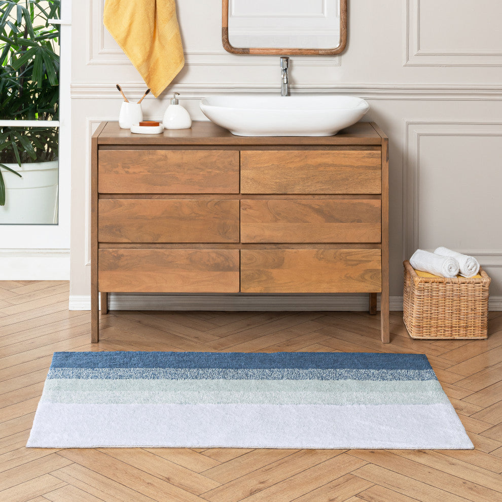 Avebury Cotton Bath Mat, Blue, 30x50