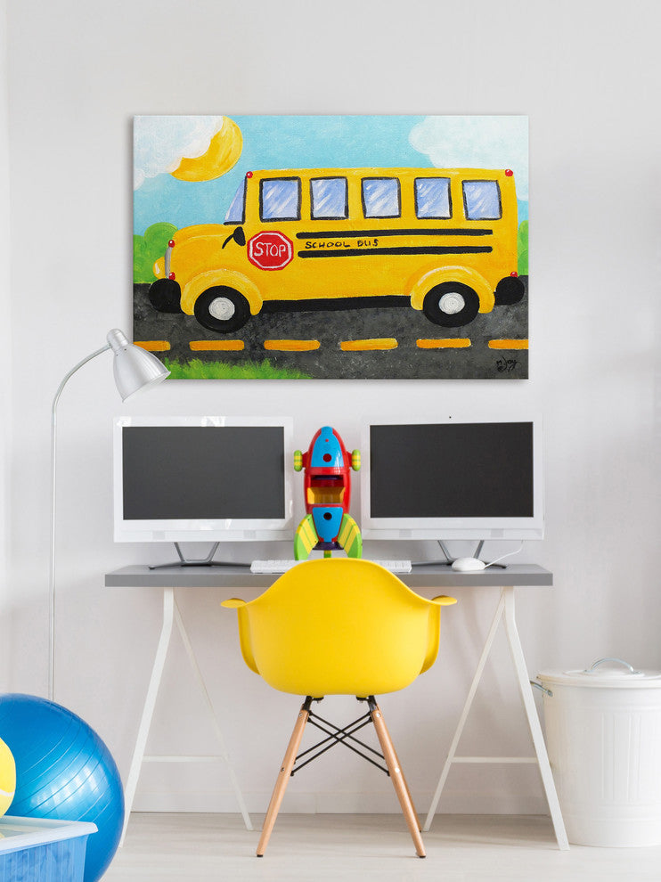 Marmont Hill, "School Bus" by Nicola Joyner Painting on Wrapped Canvas, 45x30