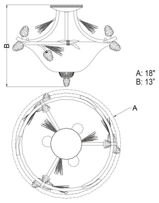 Sierra 3-Light Semi-Flush Mount Black Walnut