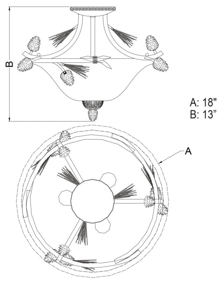 Sierra 3-Light Semi-Flush Mount Black Walnut