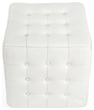 Butler Leon Leather Ottoman, White