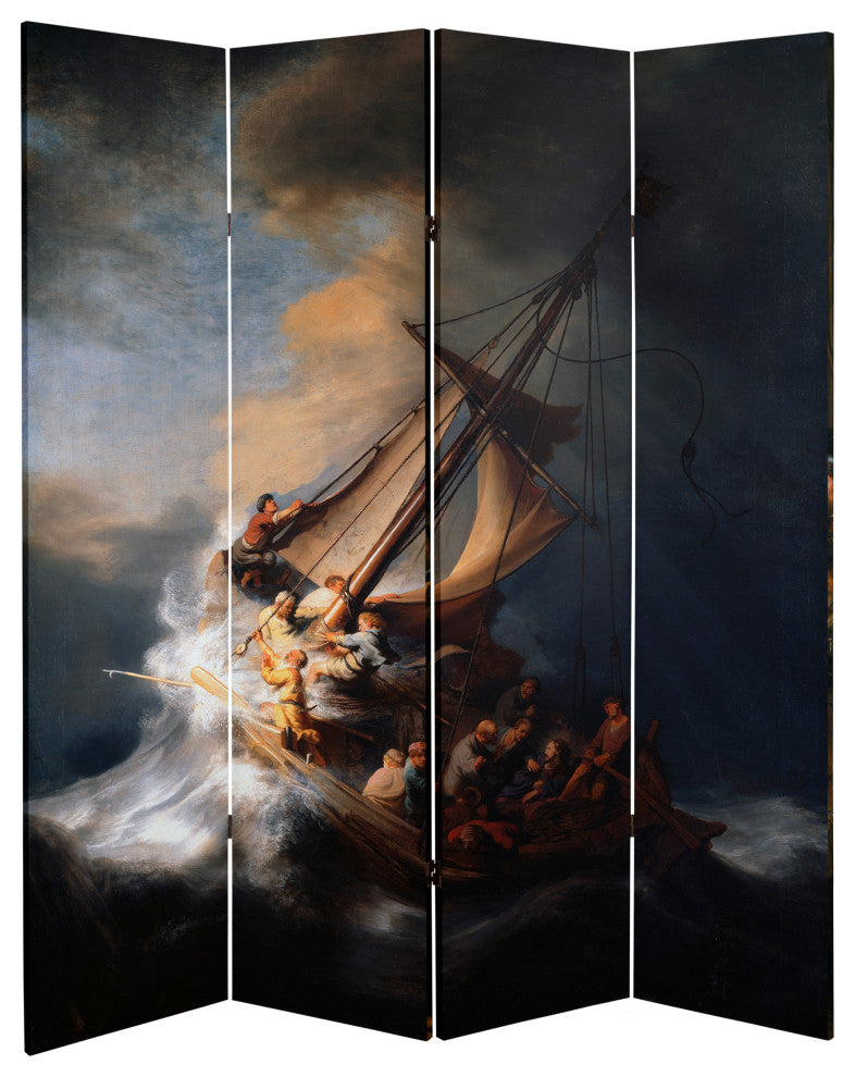 6'' Tall Double Sided Works of Rembrandt Canvas Room Divider