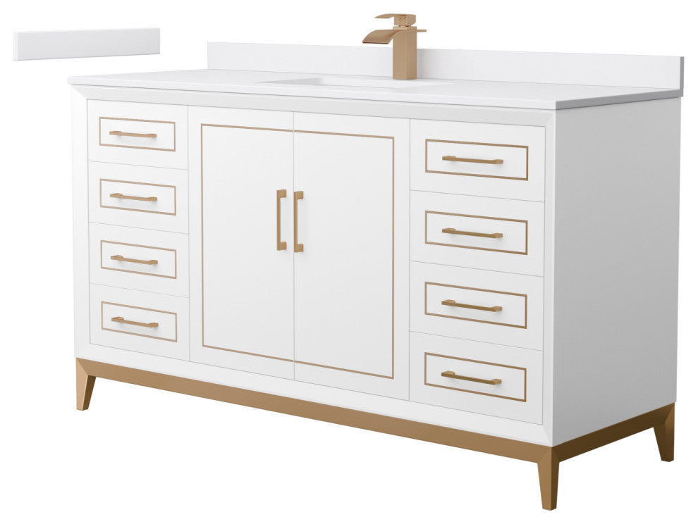 Wyndham Collection WCH515160S-VCA-UNSMXX Marlena 60" - White / Carrara Cultured