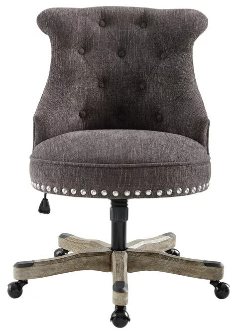 Classic Office Chair, Swivel Design & Diamond Button Tufted Back, Charcoal Gray